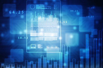 2d rendering Stock market online business concept. business Graph 