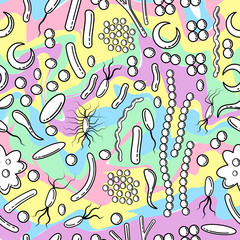 pattern with Bacteria And Virus on background with multicolored spots