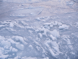 Fototapeta premium Frozen sea view on sunny day.