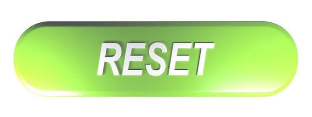 Green rounded rectangle push button RESET - 3D rendering