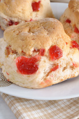 Scones filled with glace cherries