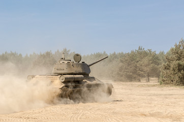 TANK - Armored military vehicle from Second World War period of Soviet construction
