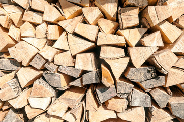 Pieces of firewood stacked next to each other