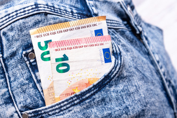 Euros in jeans pocket