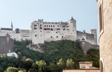 Fototapeta na wymiar City of Salzburg in the Alps of Austria on a sunny day.