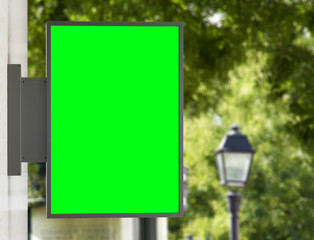 Store sign mockup on a building 3D rendering