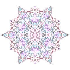 Mandala of graceful curved lines. Folk motives of Asia, India.