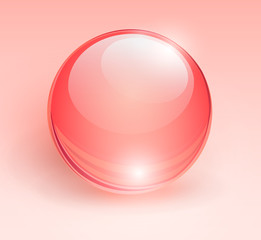 Glass coral ball, 3D shiny background
