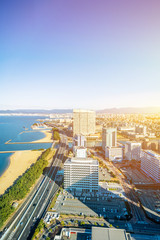 moden city skyline aerial view in Fukuoka Japan