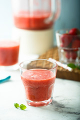 Fototapeta na wymiar Healthy strawberry smoothie
