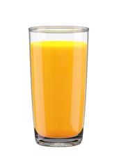 Schilderijen op glas Glass with orange juice isolated on white background. 3d rendering. © gossip7