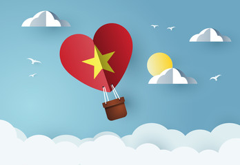 Heart air balloon with Flag of Vietnam for independence day or something similar