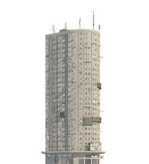 Fototapeta na wymiar Slum futuristic building isolated on white background 3d illustration