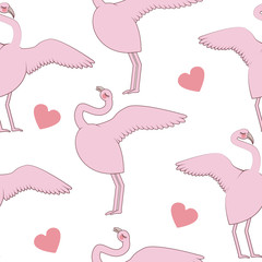 PINK flamingo WITH HEART pattern