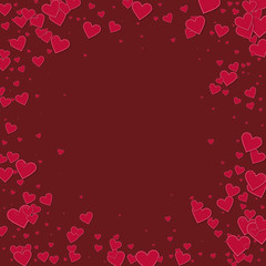 Red heart love confettis. Valentine's day vignette