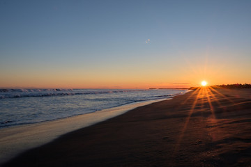 九十九里浜の夕焼け