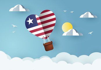Fototapeta na wymiar Heart air balloon with Flag of Liberia for independence day or something similar