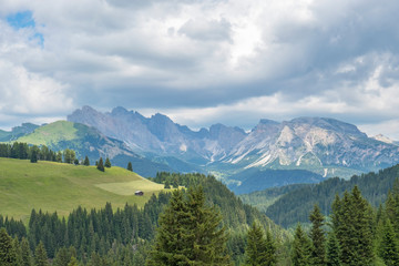 View of a mountain range in the Dolomites in Italy