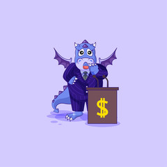 dragon in business suit behind podium