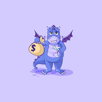 dragon sticker emoticon with bag of money