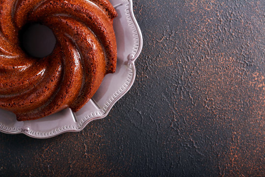 Mocha And Rum Ring Cake On Plate