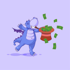 dragon sticker emoticon jumping with hat money