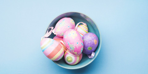 Easter concept background with colorful eggs