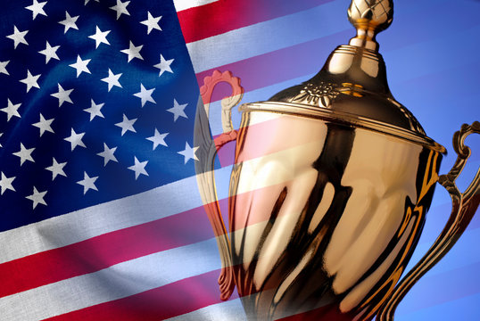 Silver winners trophy with the American Flag - Powered by Adobe