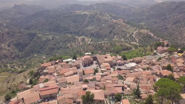 Stunning approach 4k aerial footage of Bova, a small Italian village in the hills in Calabria