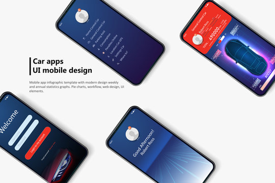  Mobile App Car   For Responsive Or Website With Different GUI Layout Including Login, Create Account, Profile. HUD, UI, KIT