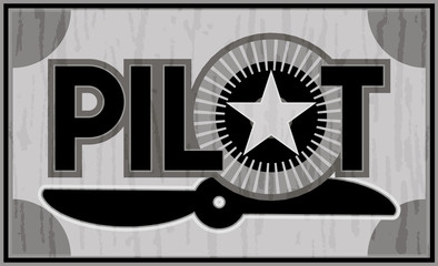 Drone pilot icon.Monochrome illustrative text poster dedicated to a specific technical device.