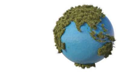 Grassy Earth. 3D illustration. 3D rendering.