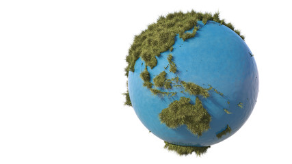 Grassy Earth. 3D illustration. 3D rendering.