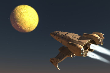 The spaceship image 3D illustration