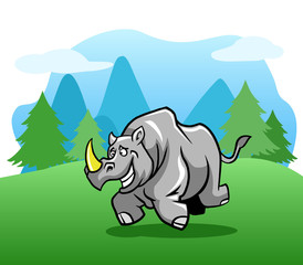 Outdoor Running Happy Rhinoceros