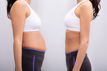 Before And After Concept Showing Fat To Slim Woman