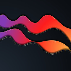 Bright paper cut background with waves layers.