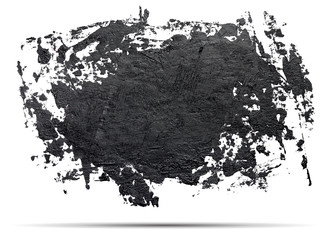 Grunge splash banner - hand drawn black brush strokes oil paint isolated on white background, with shadow. EPS 10 vector illustration.