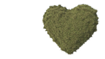 Grassy Heart. 3D illustration. 3D rendering.