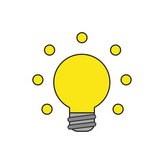 Vector icon concept of glowing light bulb. Colored and black outlines.
