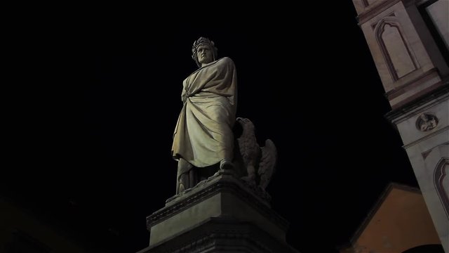 Statue Of Dante In Piazza Santa Croce, Florence (Italy).