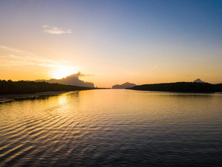 aerial view of sunrise at Ban Sam Chong Tai