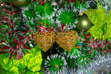 Golden Hearts on the Christmas tree
