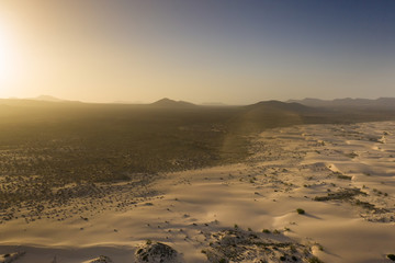 Corralejo sand dunes aerial landscape, Fuerteventura