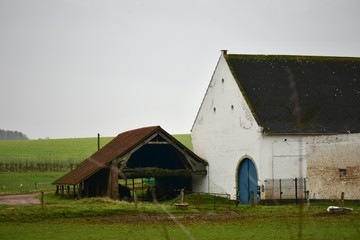 Part of traditional Belgian square farm and shed