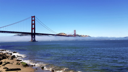 Golden Gate Bridge with fog beneath
