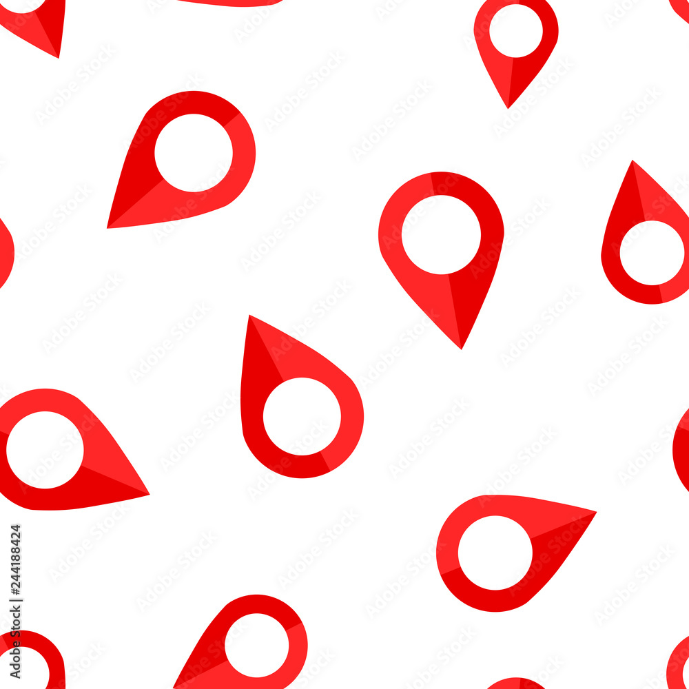 Poster pin map icon seamless pattern background. gps navigation concept vector illustration. target destina