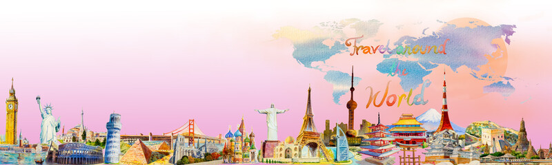 World travel and sights. Famous landmarks of the world. © Painterstock