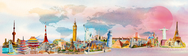 World travel and sights. Famous landmarks of the world.