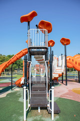 playgrounds in the garden and blue sky
